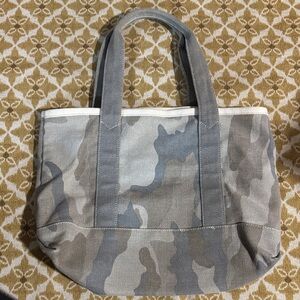 J. Crew Gray and Cream Canvas Tote 14x11.5